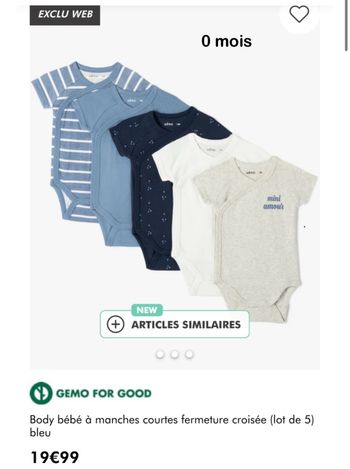 Body bébé lot de 5 - 0 mois