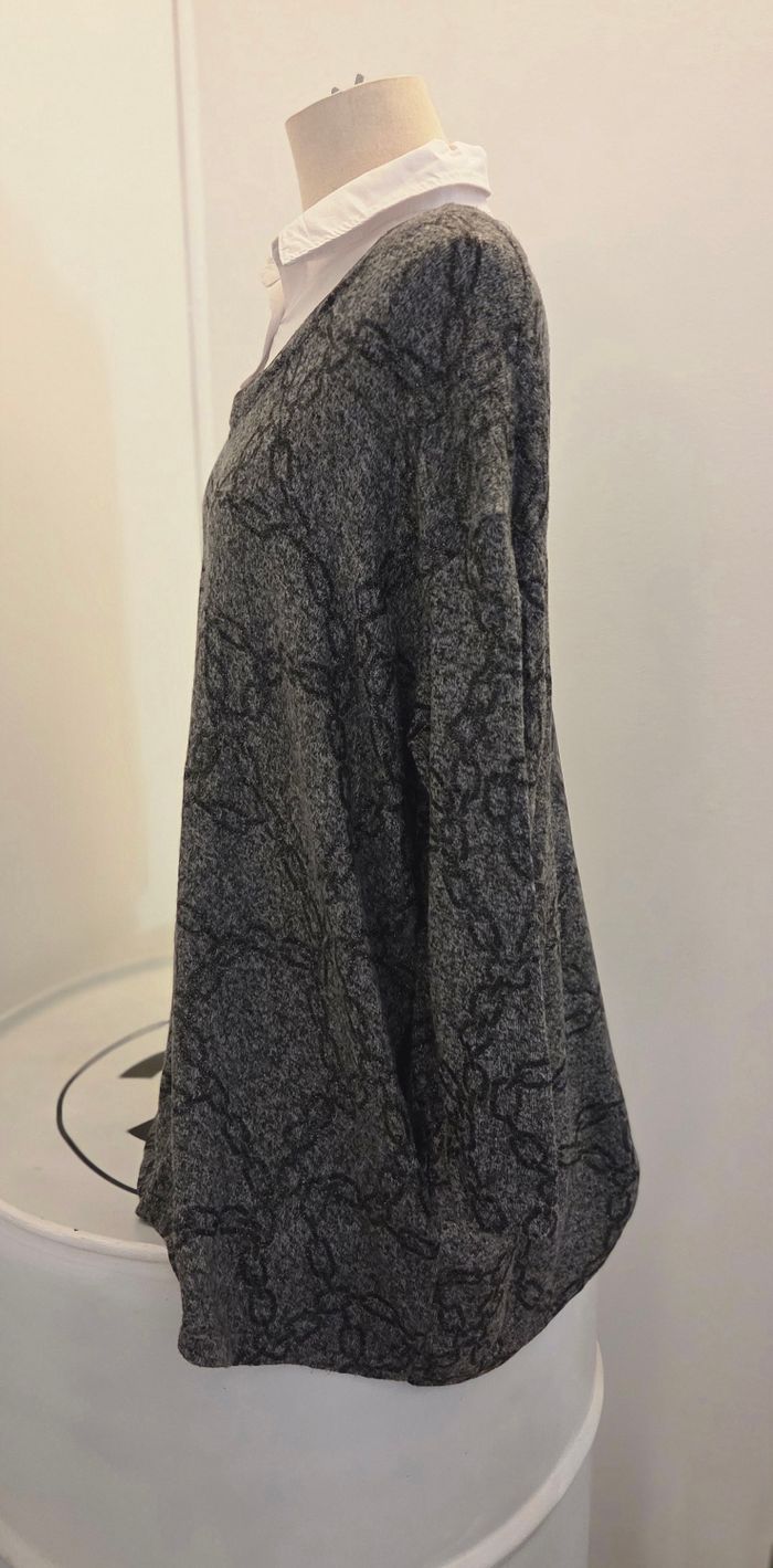 Tunique grise effet pull col chemise 🤍 chic & confortable – excellent état - photo numéro 4