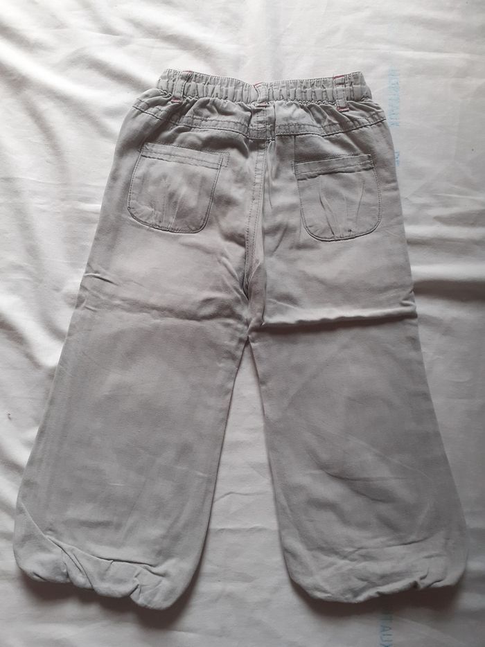 Pantalon gris clair bas bouffant motif étoiles brodées - photo numéro 6