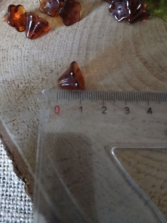 Lot de 50 perles en verre fleur noir marron rose beige transparente verte - photo numéro 8