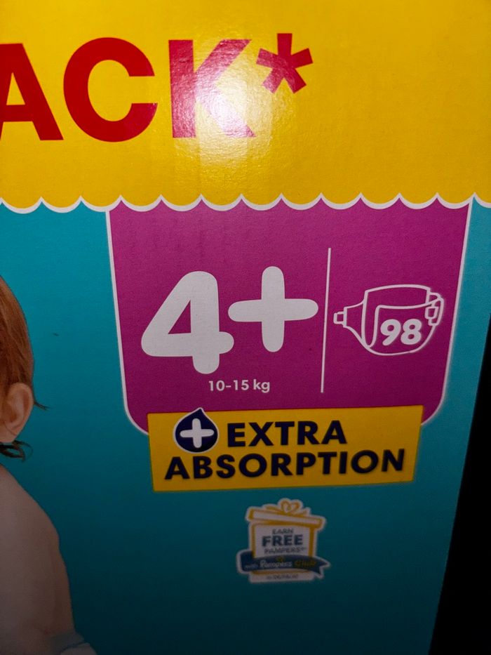 Maxi Pack de 98  Couches Pampers  Baby-Dry Neuf Dans L’emballage Taille: 4+ - photo numéro 2