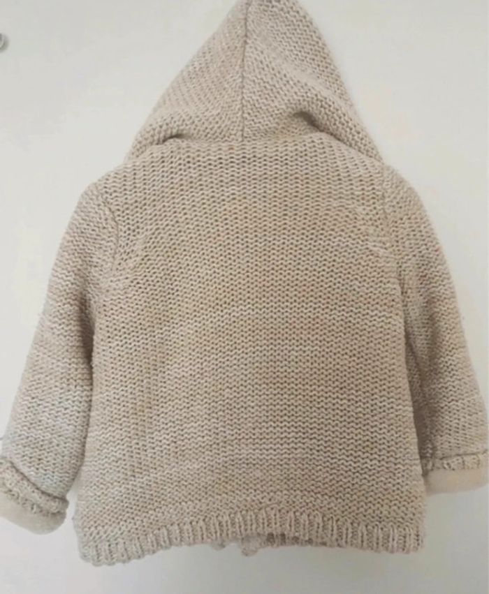 Gilet épais très chaud bébé chaud 9 mois capuche orchestra hiver crème beige épais zip - photo numéro 5