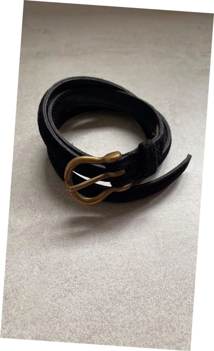 Ceinture noire fine effet velours taille 80 - photo numéro 2