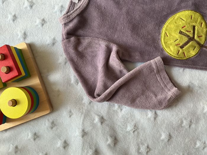 pyjama grenouillère en veloours violet mixte ouverture devant 3 mois in extenso - photo numéro 6