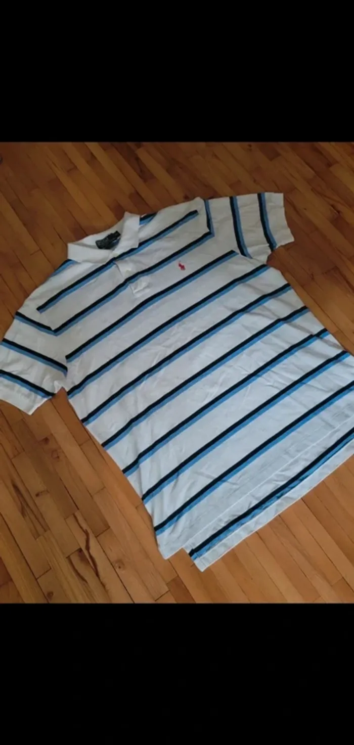 Polo ralph lauren vintage rétro bleu blanc taille xl - photo numéro 6