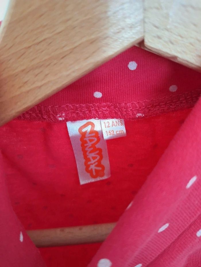 T-shirt col roulé rose fushia à pois enfant fille 12 ans Nawak - photo numéro 3