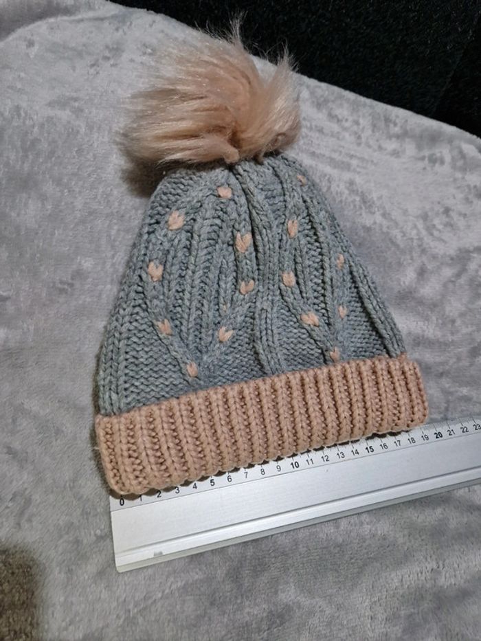 Bonnet fille gris/rose