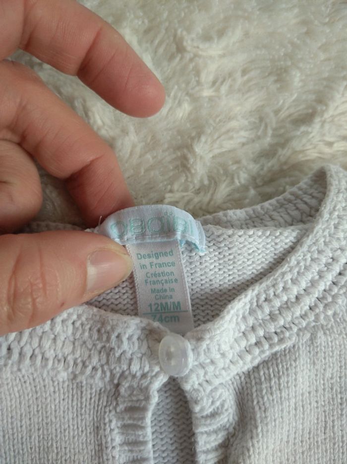 Gilet boléro Fille 12 mois Obaïbi 100% coton - photo numéro 5