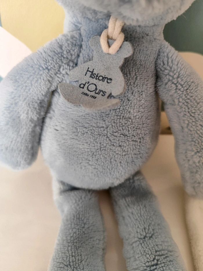 Doudou ourson nounours ours bleu mouchoir histoire d'ours - photo numéro 3