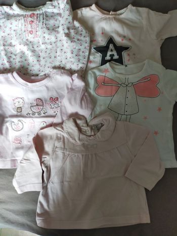 Lot de 5 t.shirt manches longues fille 6 mois