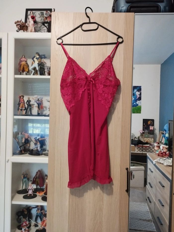 Ensemble nuisette + culotte rouge dentelle neuf - Taille XL 42 - photo numéro 3