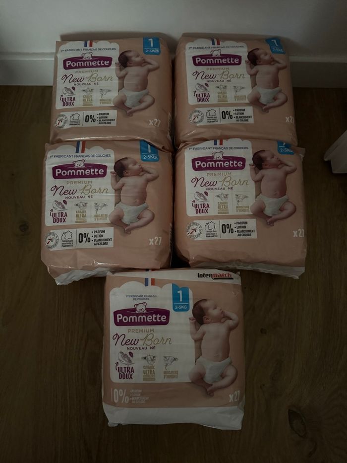Lot 5 paquets de couche pommette T1