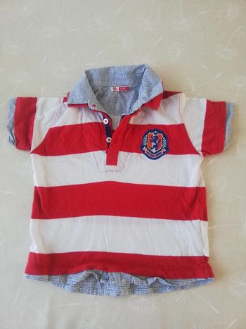 Polo manches courtes blanc/rouge 5 ans  du pareil au même