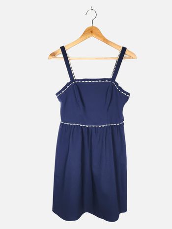 Robe Naf Naf Femme Taille 36 Bleu Bretelles Fines Détail Ric Rac Vintage Chic