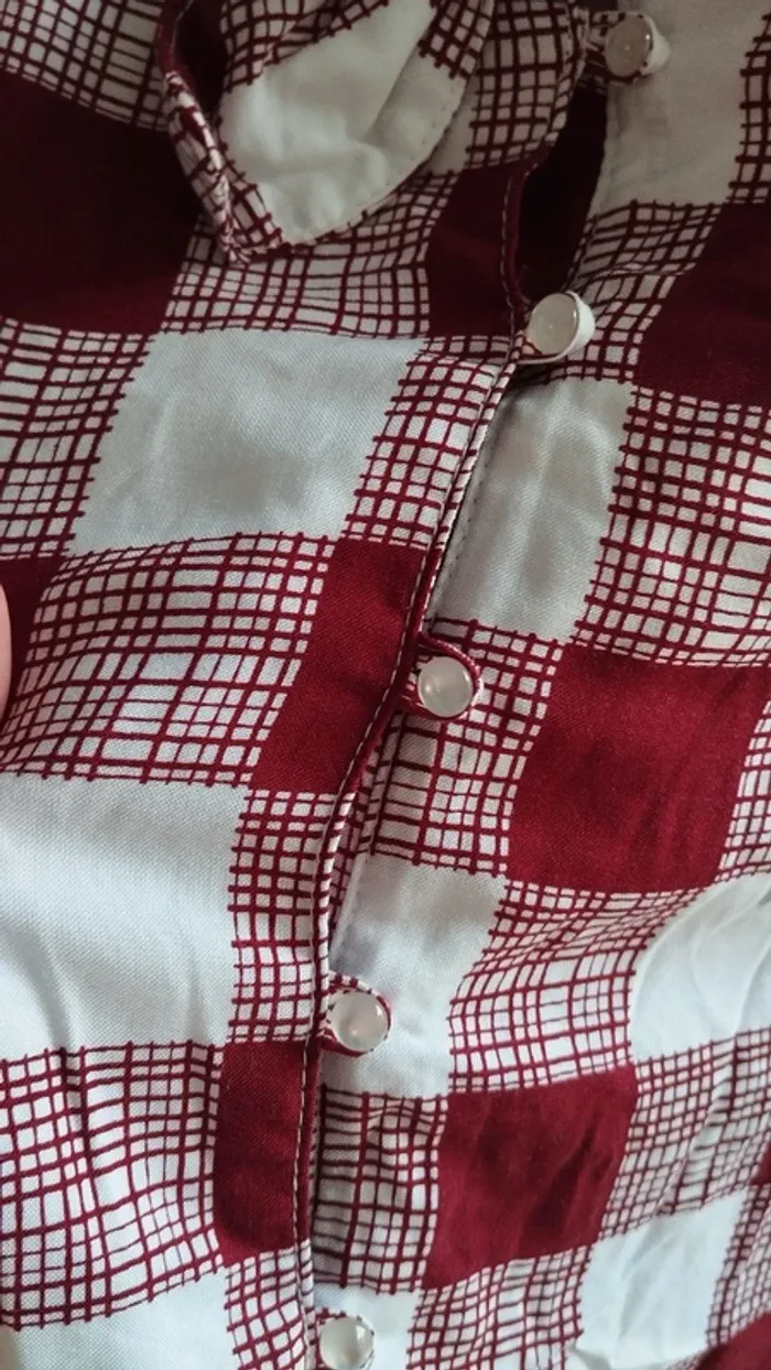 Top haut tunique blouse bordeaux blanc taille xs femme - photo numéro 5
