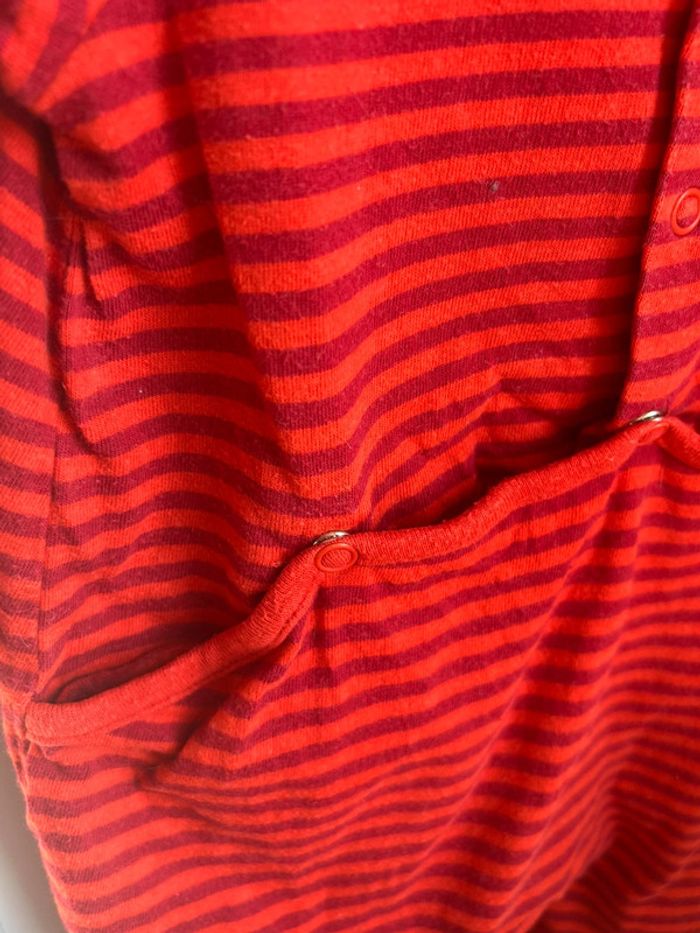 Pyjama bébé rouge , à rayures, 12 mois - photo numéro 3