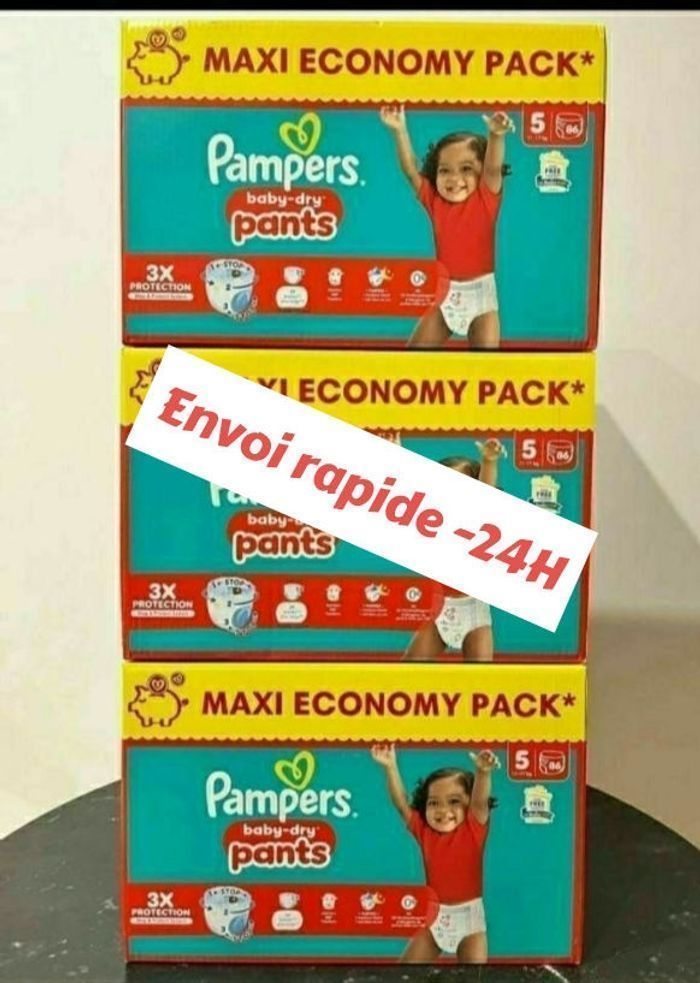 258 couches Pampers taille 5 pants lot de 3 cartons