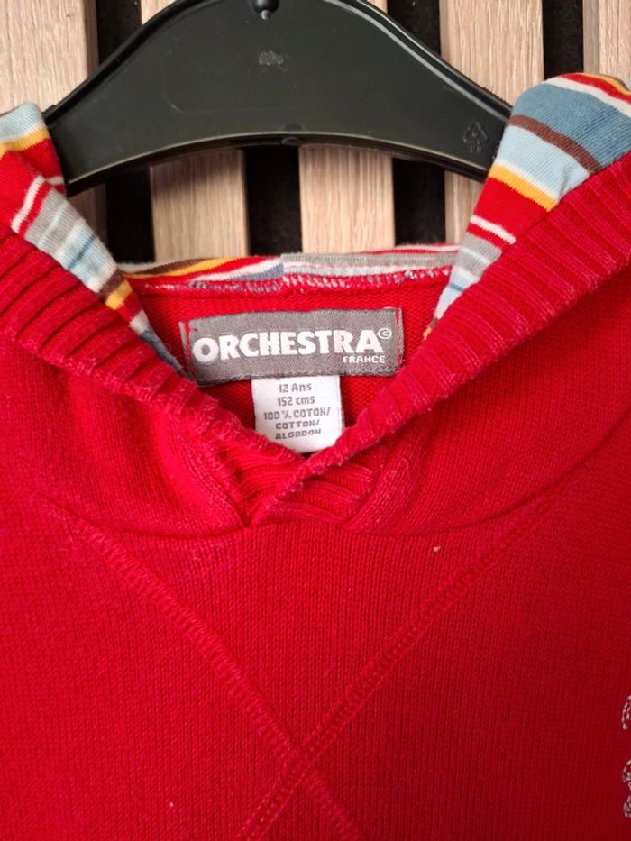 Pull rouge avec capuche Orchestra T 12 ans - photo numéro 3