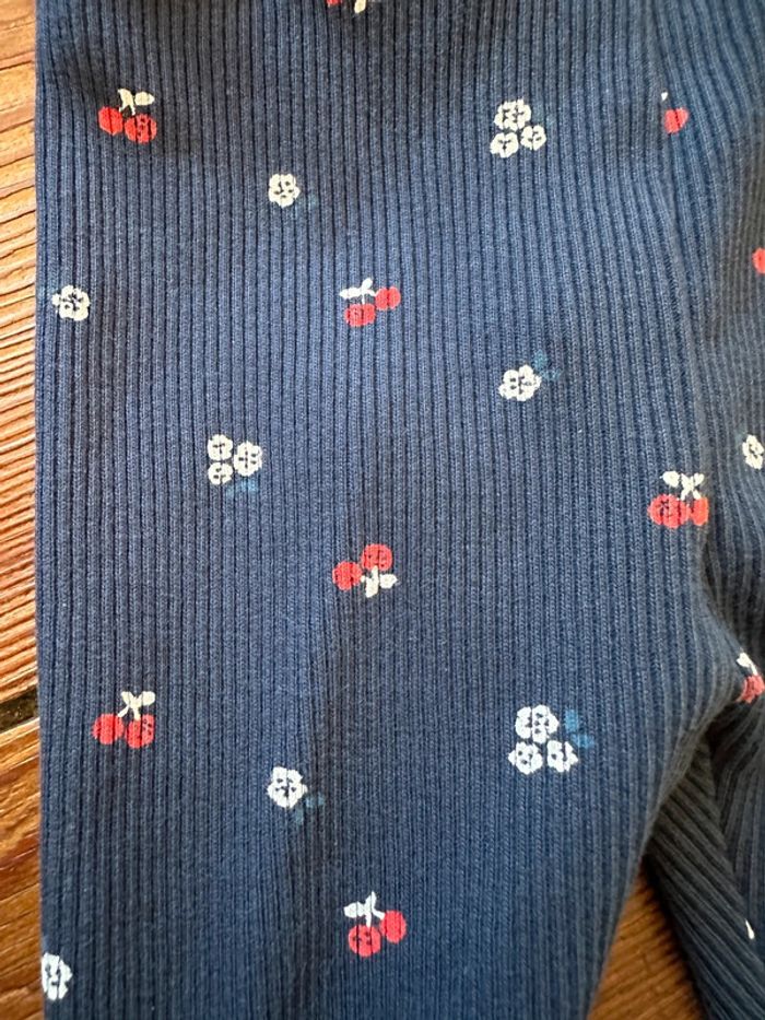 Legging Obaïbi bébé fille bleu et cerises naissance - photo numéro 2