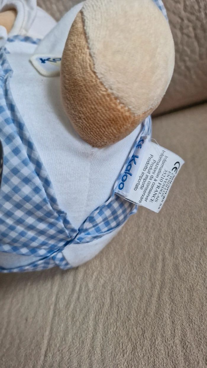 Ourson boule kaloo blanc et bleu carreaux vichy - photo numéro 6