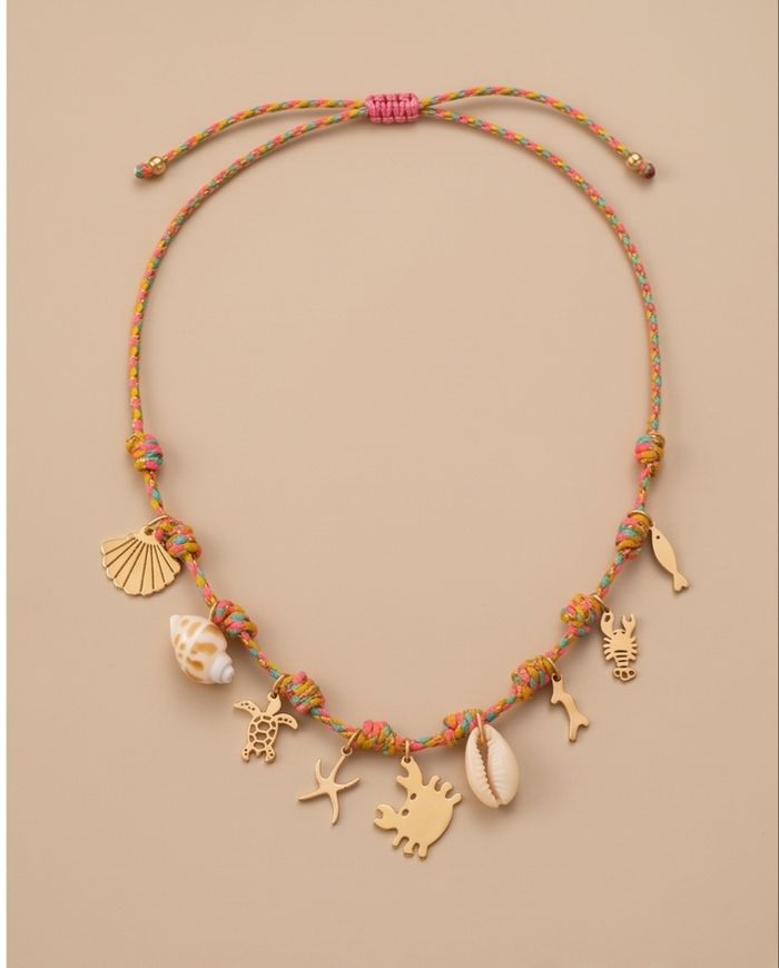 Collier bohème multicolore charms mer crabe coquillage été tendance - photo numéro 4