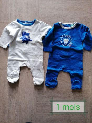 Lot de 2 pyjamas fins garçon taille 1 mois