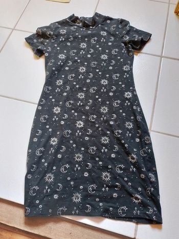 Robe fille noire motif lune Gémo