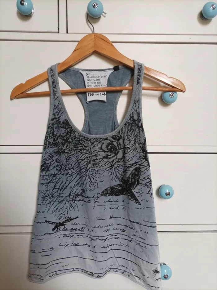 Débardeur bleu/gris avec motif T36