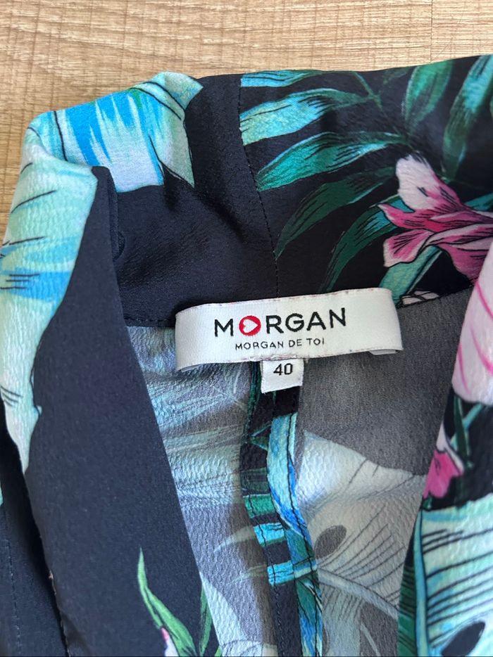 Veste légère noire et fleurie Morgan taille 40 jamais portée - photo numéro 10
