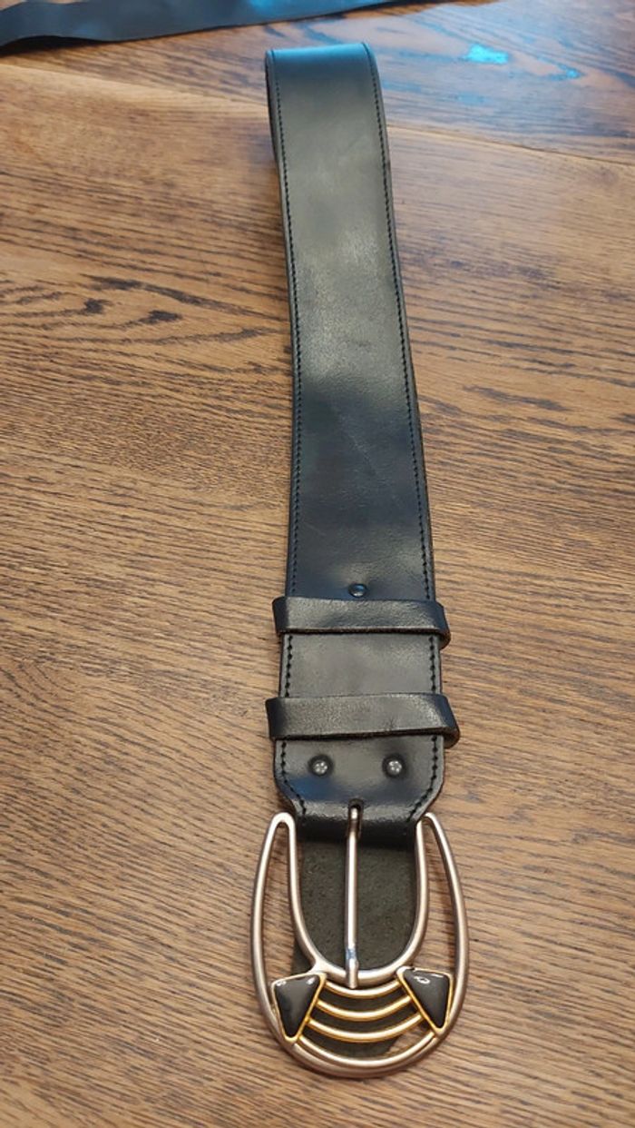 Ceinture en cuir noir réglable de 80cm à 95cm - photo numéro 12