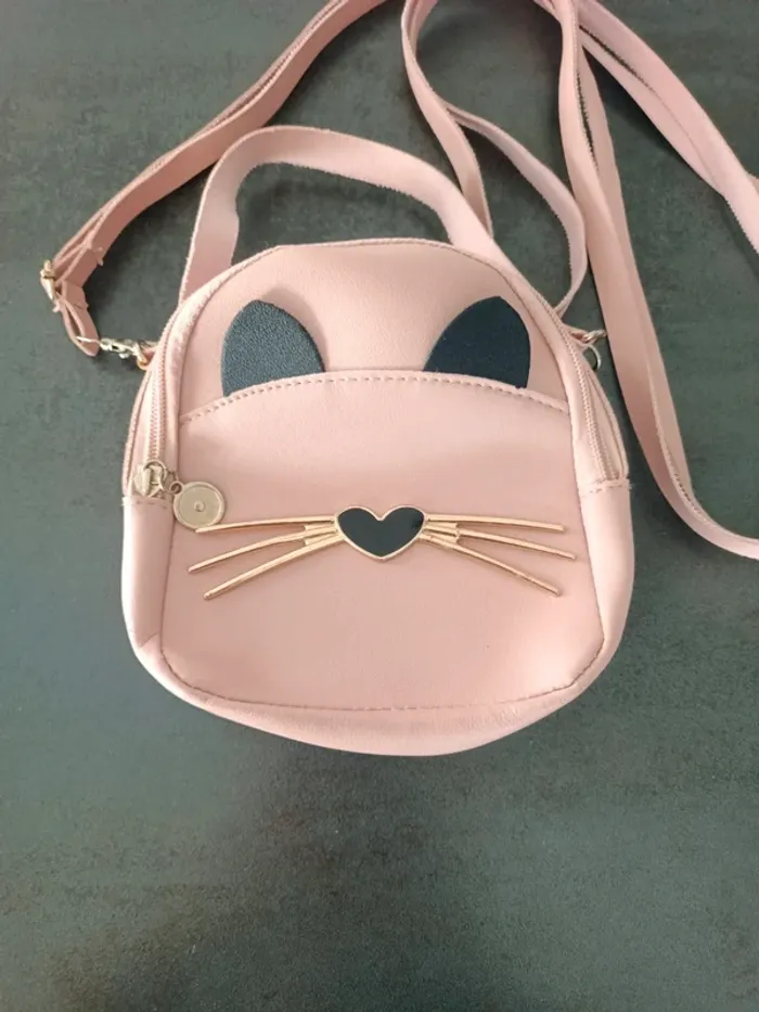 Sac bandoulière chat rose - photo numéro 2