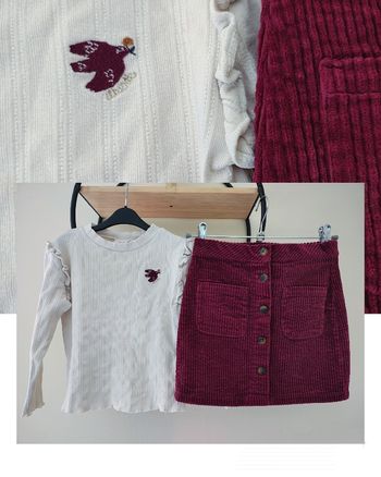 5 ans ensemble teeshirt tape a l'oeil et jupe hivers ( sans marque)