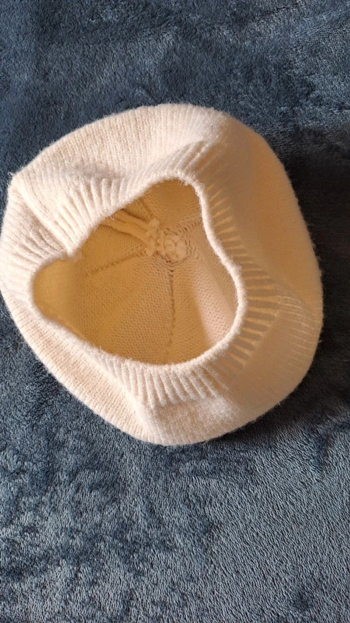 💚Béret crème en laine avec cœur rouge – Accessoires fille - photo numéro 2