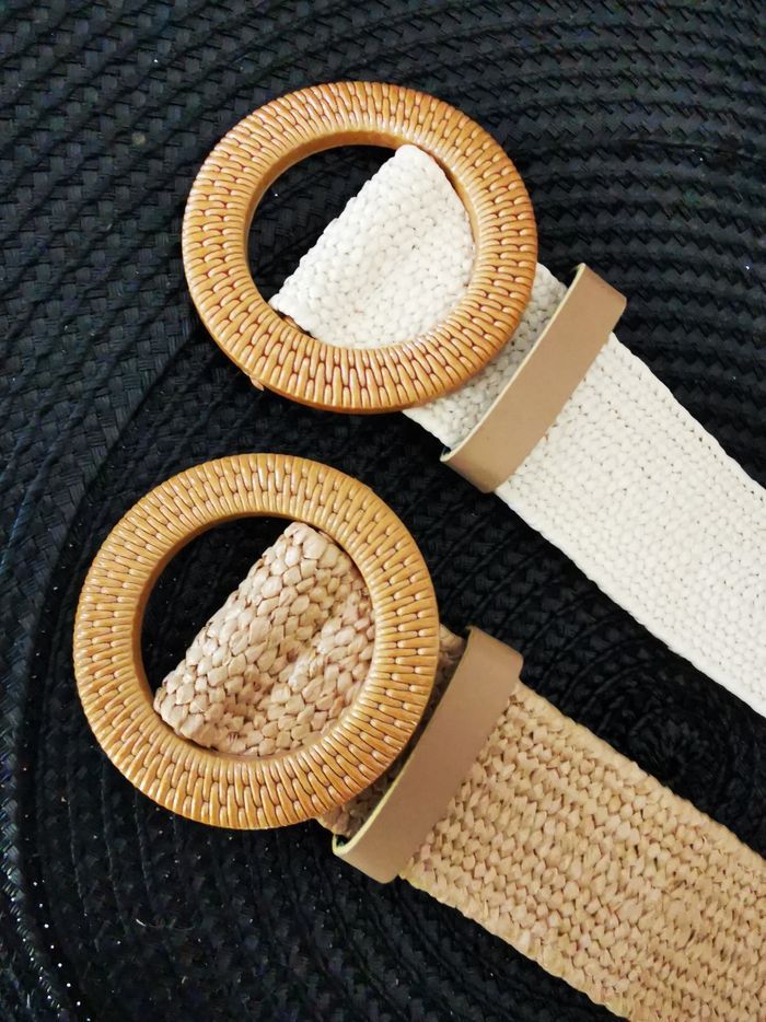 Lot de 2 ceintures paille nature bohème ajustable - photo numéro 3