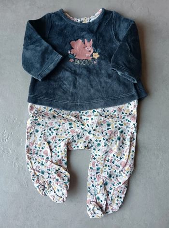 Pyjama 1 pièce bébé fille 3 mois écureuil bisous TAO