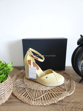 Espadrilles compensées à bride cheville en coton Meringue Tommy Hilfiger Pointure 40