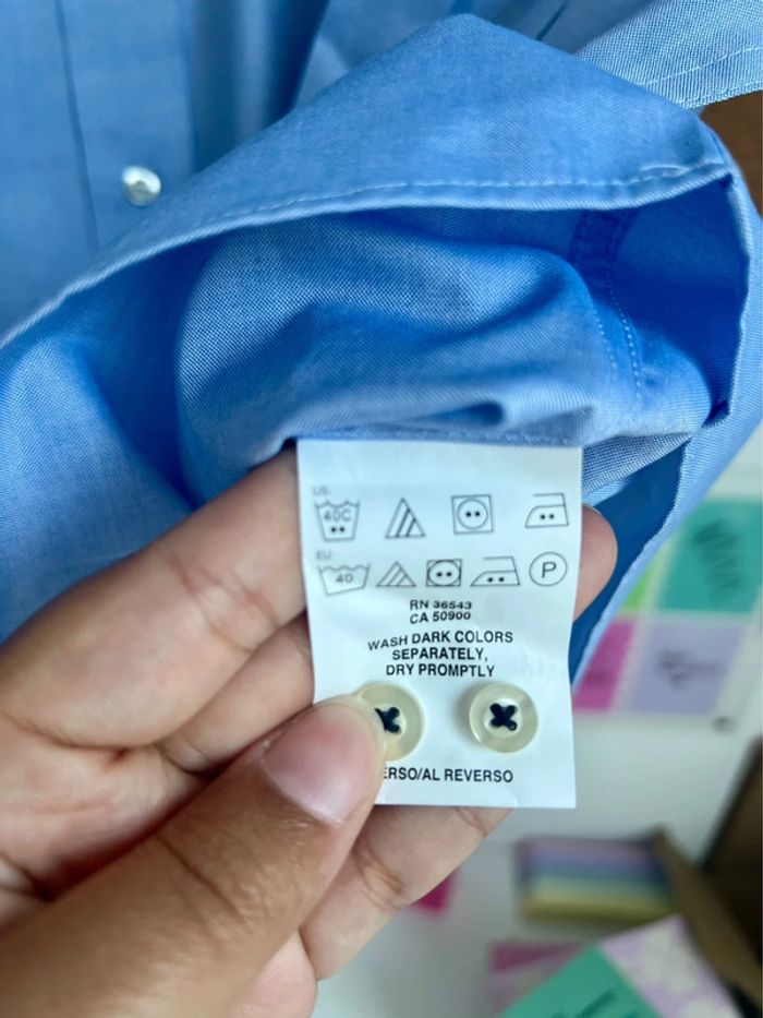Chemise Regular Fit Bleu Tommy Hilfiger Vintage taille 40/42 - photo numéro 4