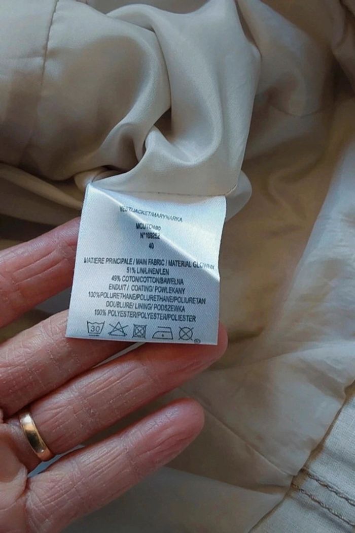 Trench veste Imperméable chic beige T 40 Coton ciré lin - photo numéro 9
