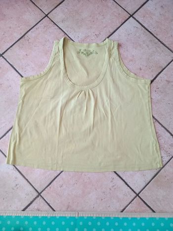 👵Tee-shirt débardeur vert pomme T58  coton