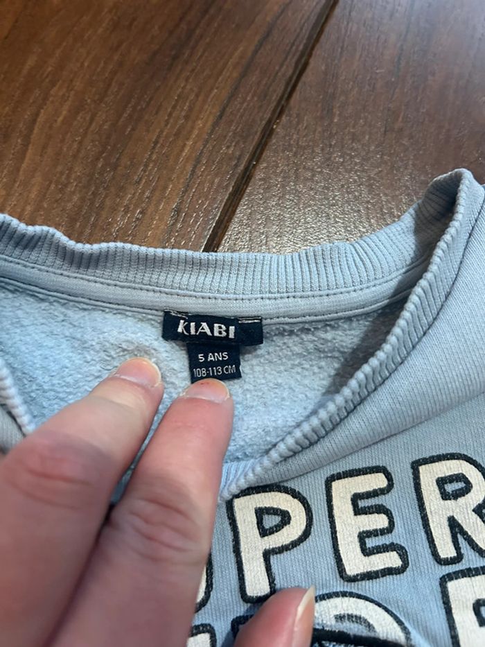 ensemble de 2 sweats en coton Bleu clair et blanc Kiabi 5 ans - photo numéro 7