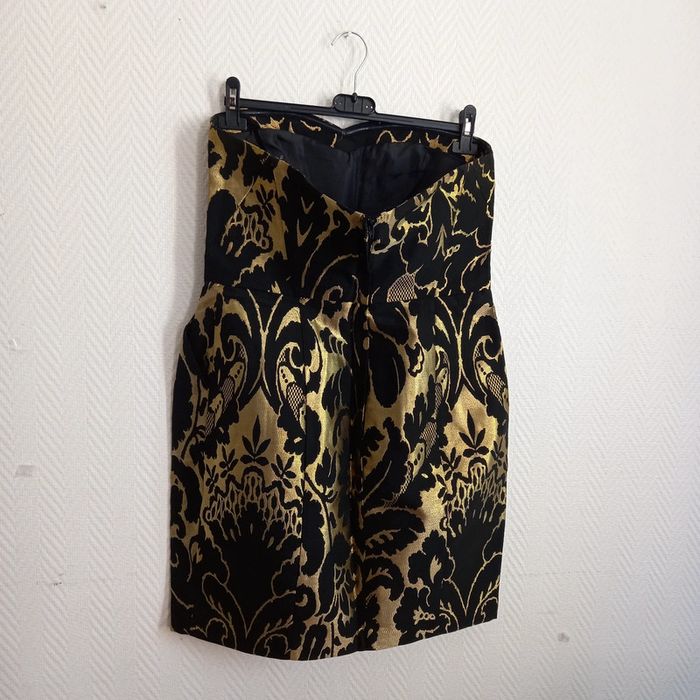 Robe bustier de fête cocktail 42 dorée et noire - photo numéro 2