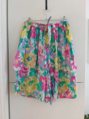 Jupe culotte vintage à fleurs coton léger
