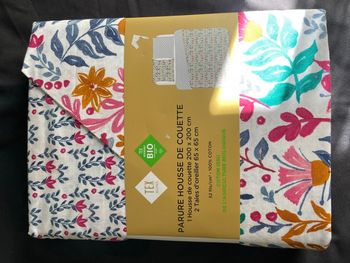 Parure de couette 100% coton bio tex home neuf queen size 200 x 200