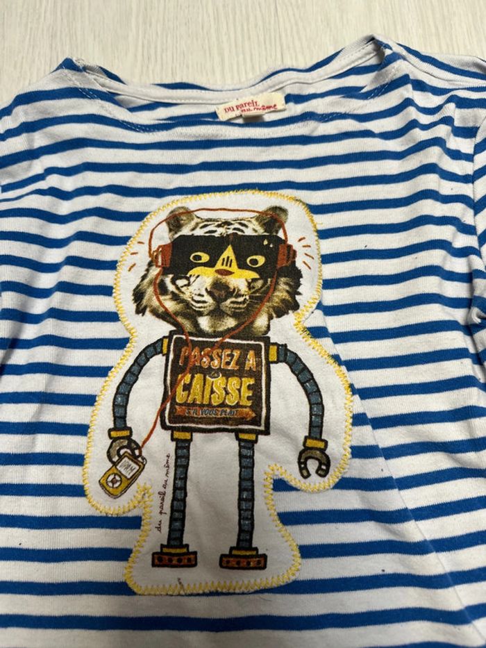 T-shirt rayé bleu et blanc du pareil au même six ans - photo numéro 2