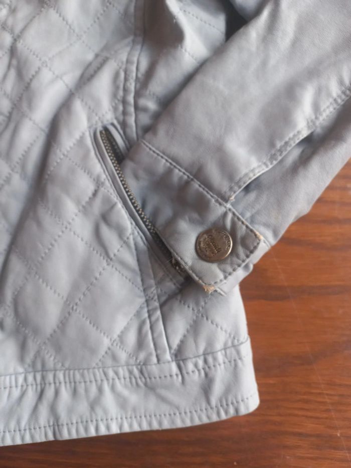 Veste cuir (simili) bleu ciel - photo numéro 5