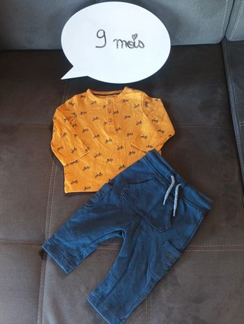 Ensemble (tee shirt manches longues+pantalon jogging sarouel) Garçon 9 mois vélo Kiabi