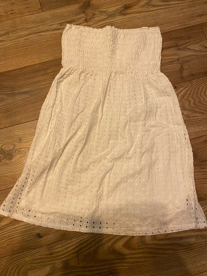 Robe bustier ajourée dentelle blanche Mango Txs