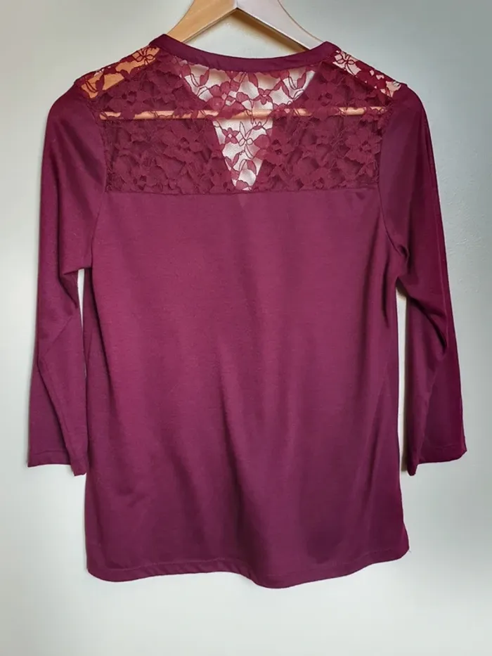 Blouse bordeaux manche 3/4 taille S - photo numéro 2