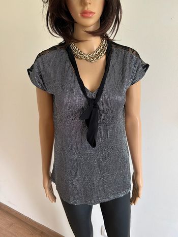 Haut argenté et noir à manches courtes Morgan taille XS jamais porté