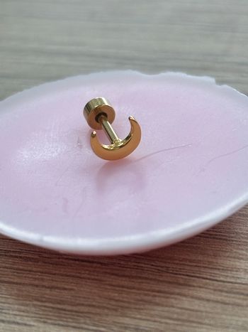 Piercing oreille doré lune acier inoxydable nébuleuse 